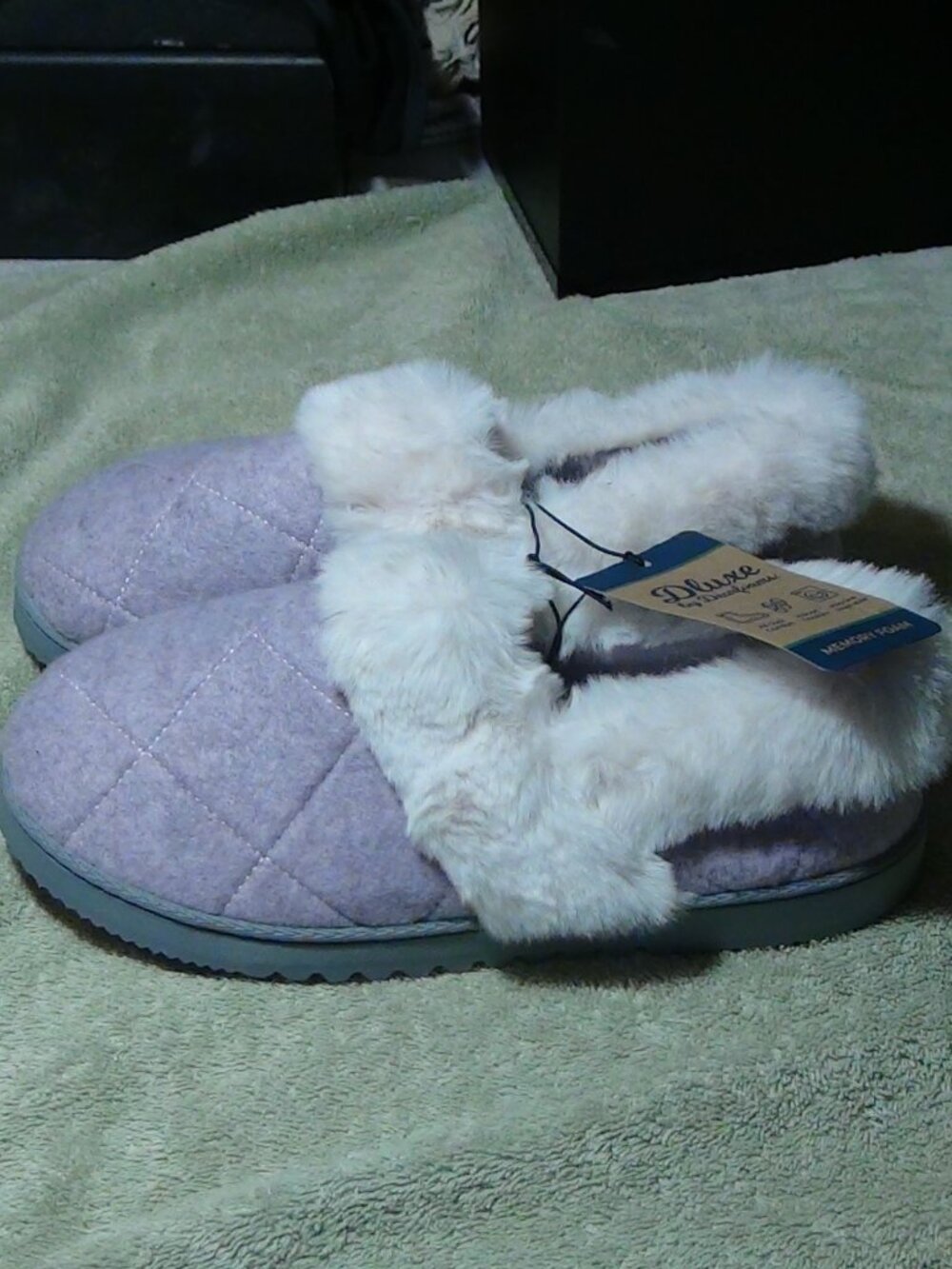 Dluxe by Dearfoams Indoor/Outdoor Slippers Womens L 9/10 Lavender Memory Foam